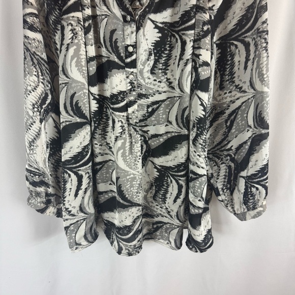 Lane Bryant Top Womens 22 24 Popover Lightweight Long Puff Sleeve Black Gray - Picture 4 of 15